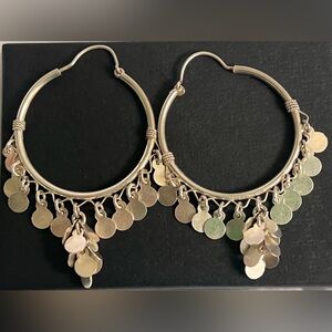 Elegant 925 Silver Hoop Earrings with Dangle Discs